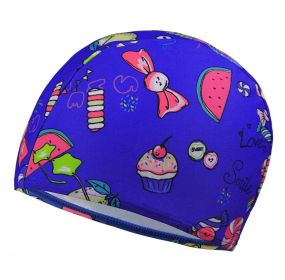 Kids Elastic Swimming Cap Cloth Febric Swim Caps Cute Dessert Printed Bathing Cap