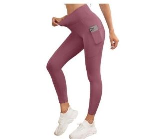 Leggings High Waisted Tummy Control Workout Yoga Pants (Color: Red, size: L)