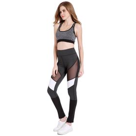 Women Leggings Yoga Pants Mesh Panel Side High Waist Leggings Skinny Workout Yoga Pants (Color: colorful, size: M)