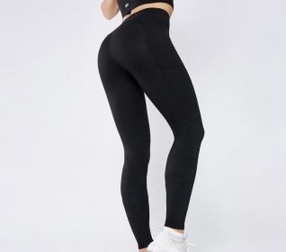 Women High Waist Yoga Fitness Leggings Running Gym Stretch Sports Pants (Color: Black, size: L)